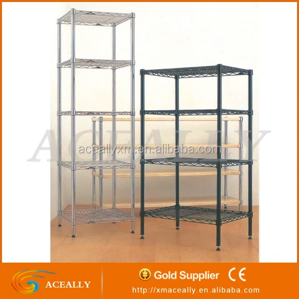 Rolling Chrome Plated Wire Shelving Adjustable Shelves With Wheels