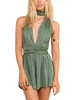 One Piece Multiple Wearing Methods Green Bandage Backless Deep V Neck Jumpsuit Women