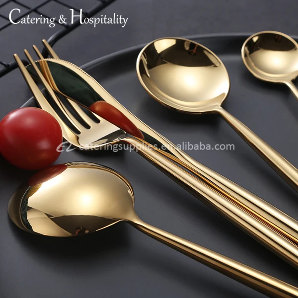 Matte Gold Flatware, Gold Plated Flatware Wholesale, Stainless Spoon and Fork, Knife