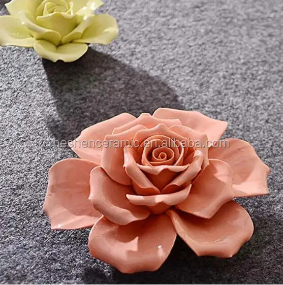 7cm 9cm 12cm Handmade Ceramic Rose Flowers with Custom Color