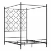 Twin Full Queen King Black Quatrefoil Metal Canopy Bed Frame Headboard Footboard