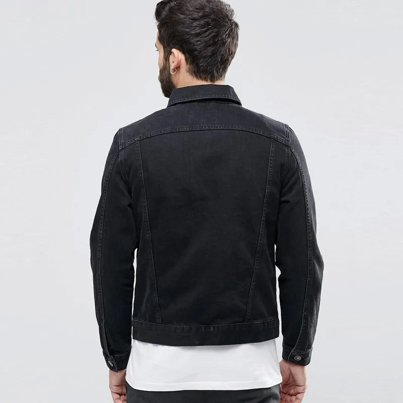 Ecoach Wholesale Oem 2016 Fashionable Men Customized Black Denim Jacket Long Sleeve Functional