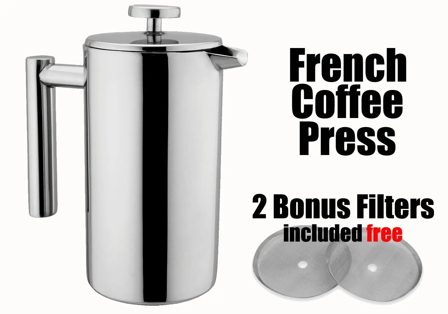 ANVENTI French Press Coffee Maker 1000ml 34oz Double Wall Vacuum Insulated Stainless Steel 18//8