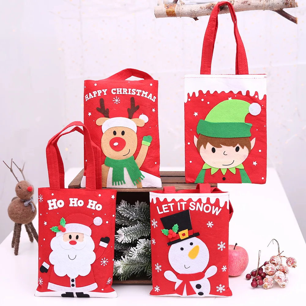 Portable Felt Christmas Small Gift Bags Cheap Felt Christmas Candy Bags