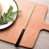 Korean 304 stainless steel customized printed logo black gold chopsticks gift set