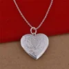 heart locket hammered thick silver chain men's necklace