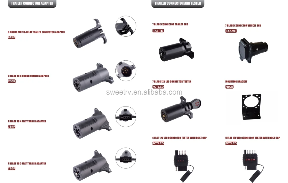 6r4f Us 6 Round Pin To 4 Flat Trailer Connector Adapter Plug Buy 6