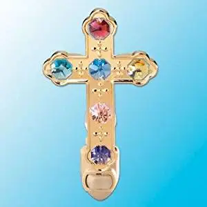 24k Gold Cross Night Light - Multicolored Swarovski Crystal
