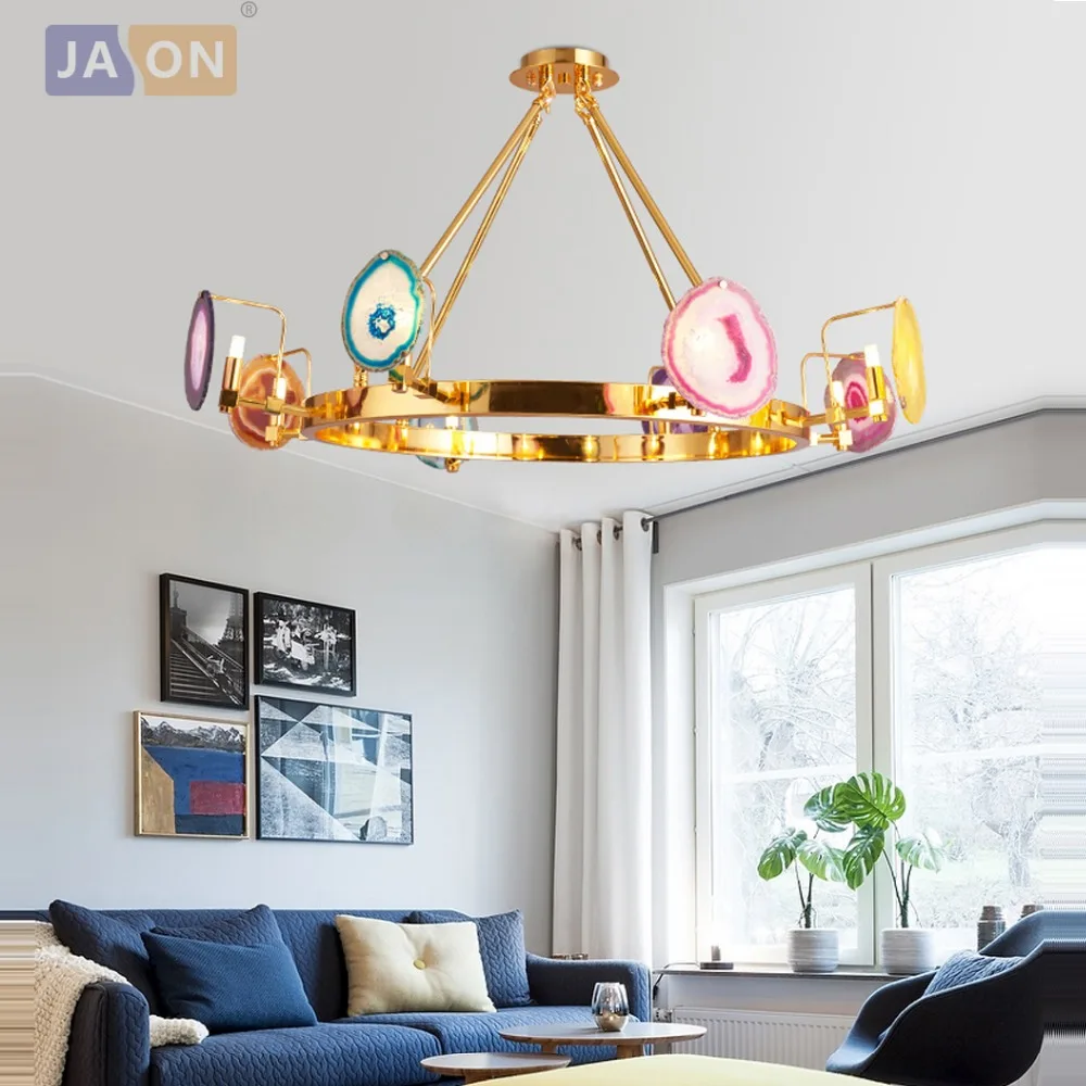 Led G9 Postmodern Iron Agate Round Rectangle Designer Lamp Light Pendant Lights For Foyer Led G9 Postmodern Iron Agate Round Rectangle Designer Lamp Light Pendant Lights For Foyer