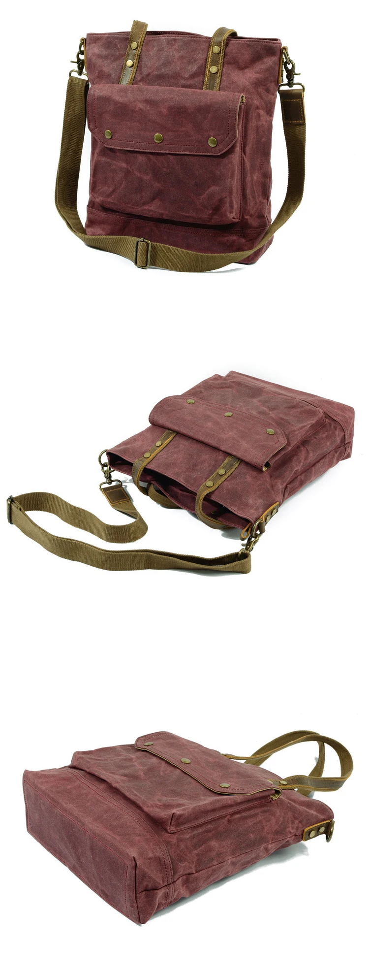 Vintage retro waxed canvas waterproofing daily ladies handbag hand shoulder tote shopping bag