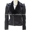 2018 Fashion Women Long Sleeve Winter Motorcycle Warm Fur Lining Synthetic Leather Zipper With Fur Collar Jacket