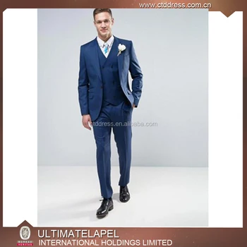 Custom Made Half Canvas Wool 120s Mens Navy Blue Suit Pant Coat Men