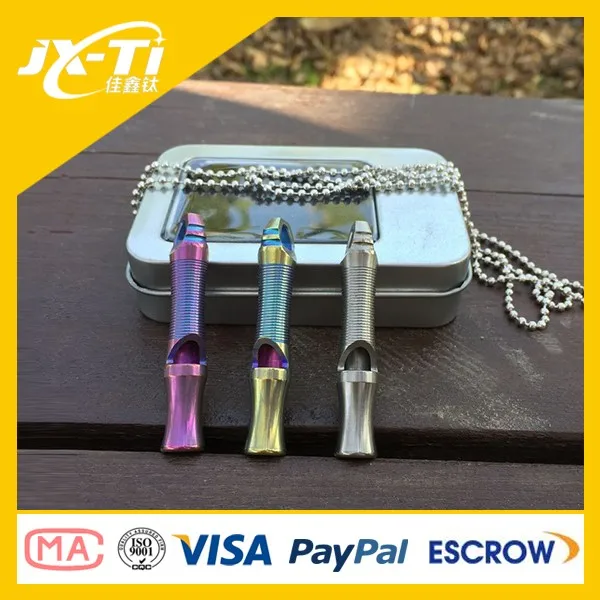 Titanium Outdoor survival Key Chain Necklace pendant whistle Ti009 