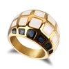 New Style Fashion Women Jewelry High Polish Beautiful Pattern Gold Plated Abalone Shell Rings