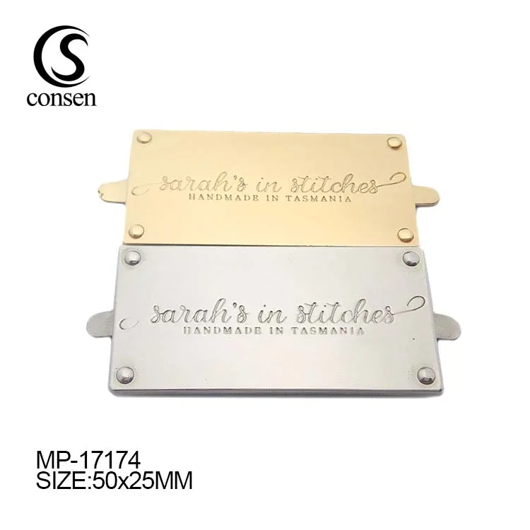 Custom Stamped Logo Silver Color Metal Plate For Handbag Buy Stamped