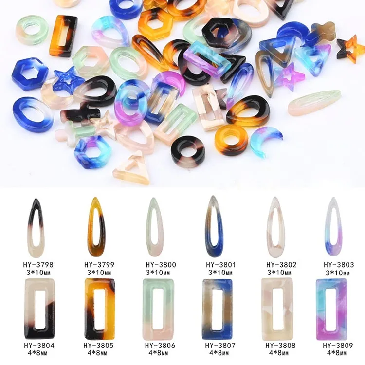 Rose Gold Rivet Nail Studs 3D Nail Art Decoration Gold Circle Star Round Square Triangle Mixed Accessories in Wheel for DIY