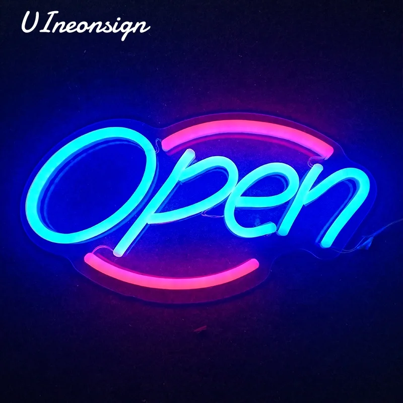 Personalize white and blue light up cheap neon open closed bar signs for sale 490*268mm