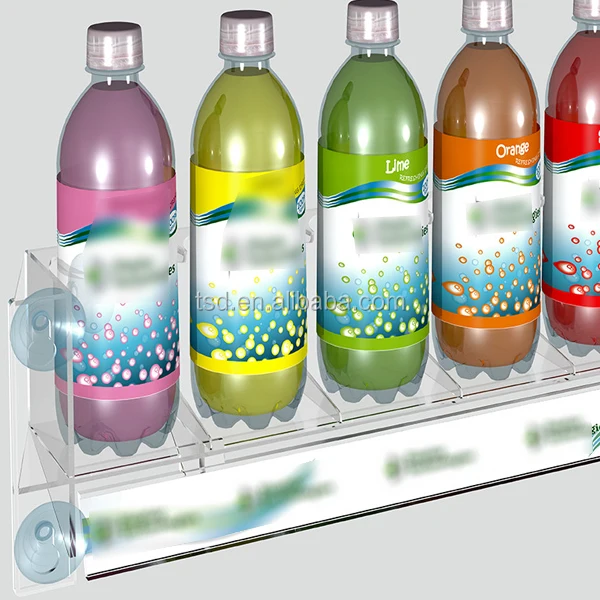 Cooler Door Merchandiser Suction Cup Beverage Rack Display Shelf For Canned And Bottle Drink