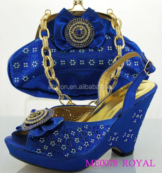 Me0078 Royal Blue Ladies Matching Handbag And Shoes Fashion Italian