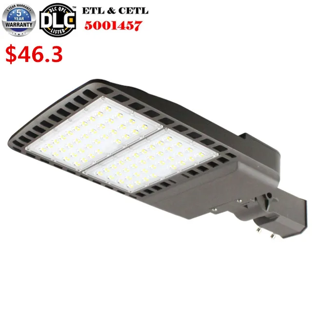 Hot selling 130-150lm/w ETL DLC 120V 347V 480V parking lot light 150W 200w led shoebox street light