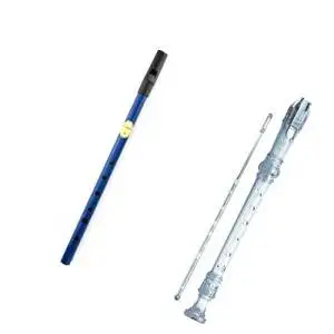 My First Recorder / Penny Whistle Pack -BPA FREE Clear Translucent Recorder w/Blue Tin Penny Whistle