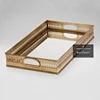 Top quality custom brass serving rolling rectangular mirror silver tray