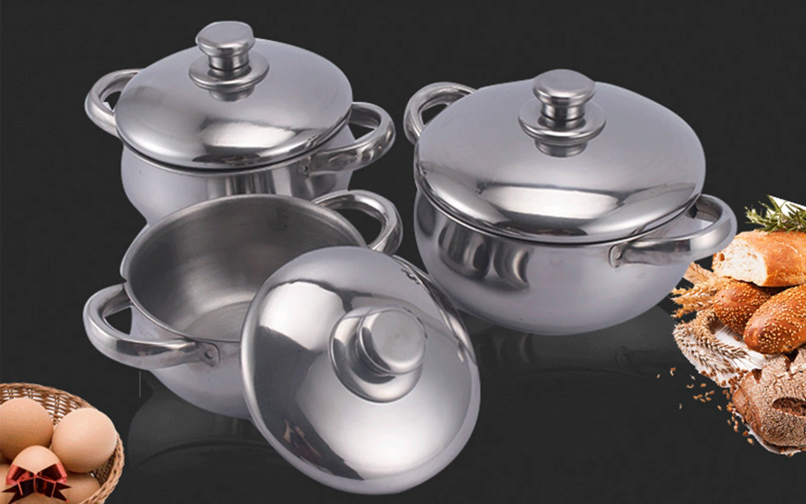 3Pcs Cooking Pot Cookware Set With Stainless Steel Lid African Pot Cheap Price Cookware Set soup pot kitchen