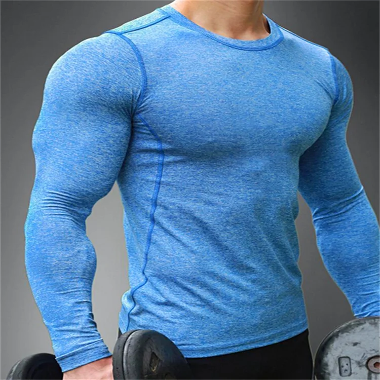 95% Polyester 5% Spandex Long Sleeve Mens Gym Wear Quick Dry T Shirt ...