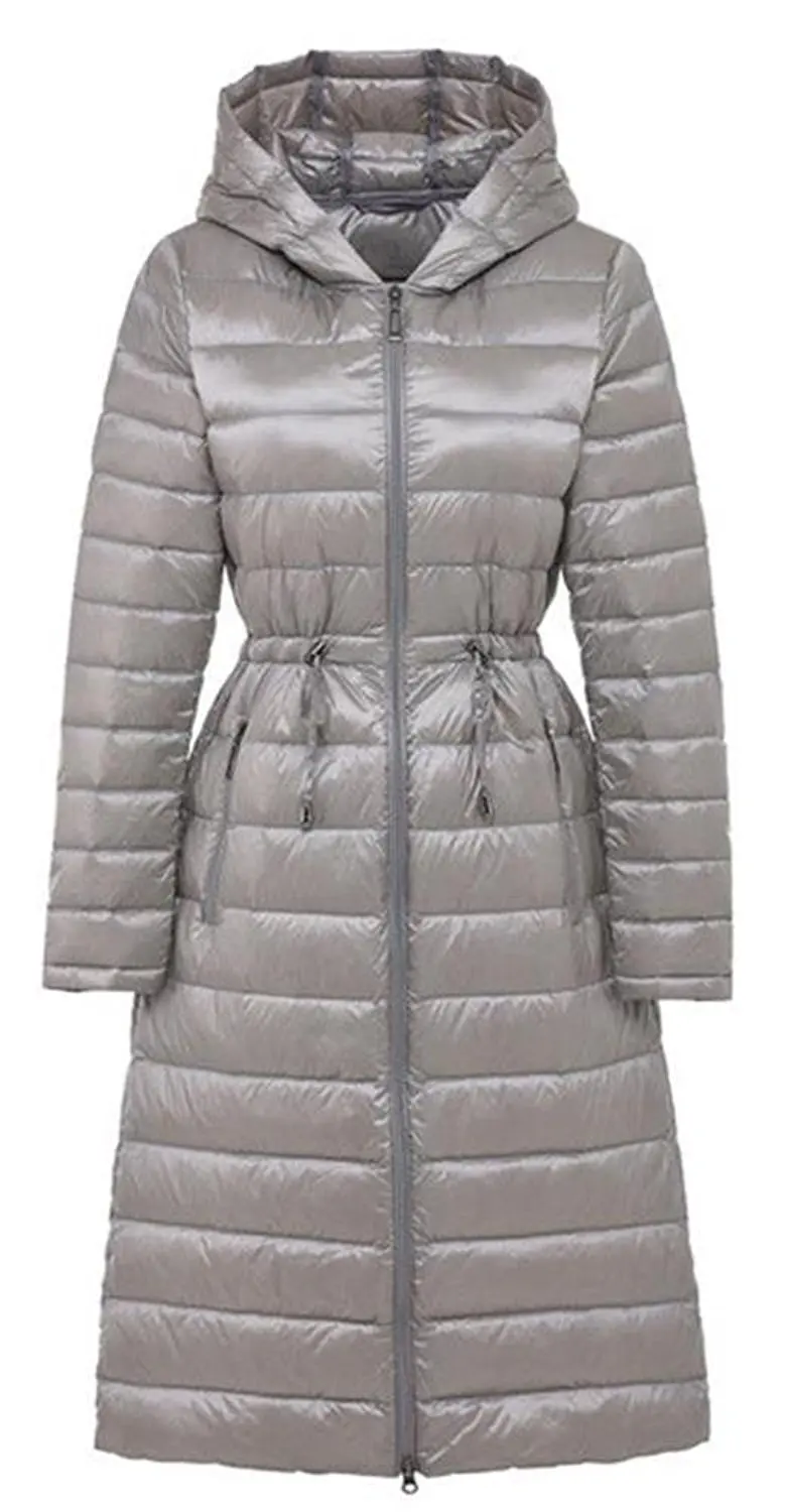 cinched waist puffer coat