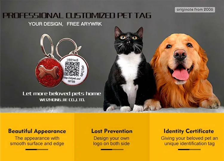 VJ gifts NFC pet tags with unique id qr code in low price