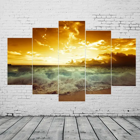 5 Piece sunset Seaview boat Canvas Painting Large Print Art for Living Room Wall art Home Decoration dropship is welcomed