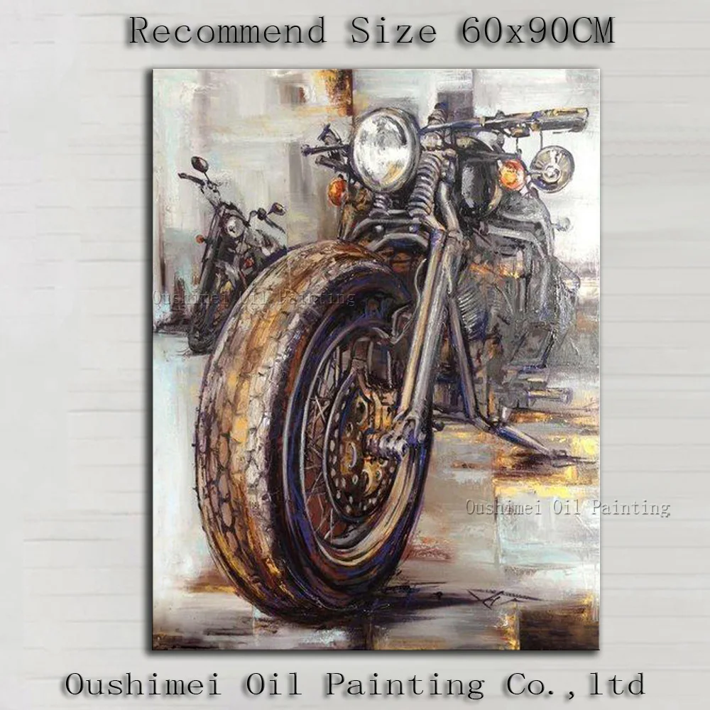 Top Artist Hand Painted Impression Abstract Motorcycle Oil Painting On