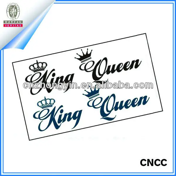 custom king queen letters finger tattoo sticker