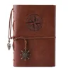 Handmade leather travelers personalized kraft paper notebook 6 rings binder diary with charms