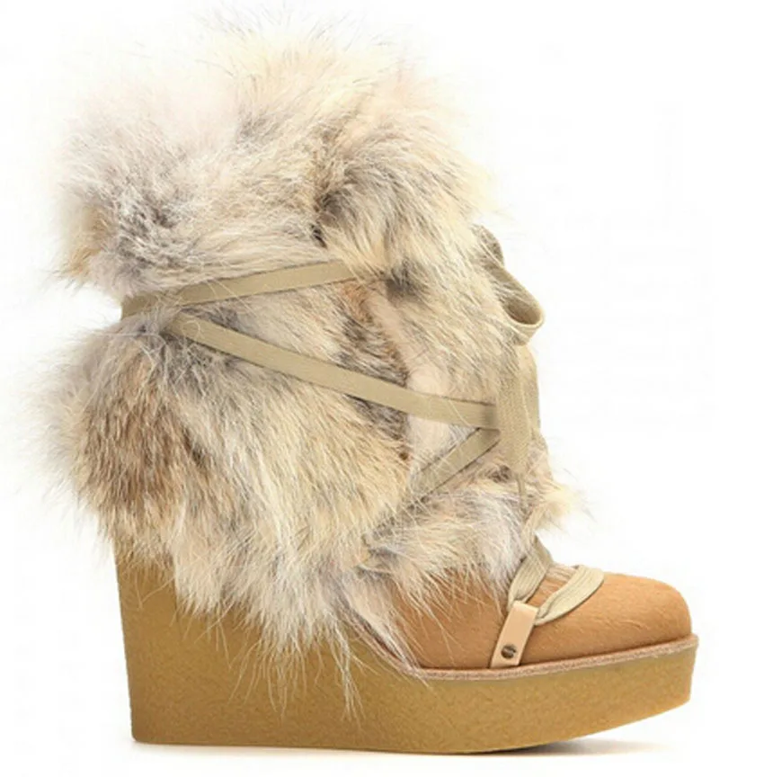 wedge fur boots