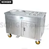 SCHIGER Big Pan Stirred Ice Cream Machine with Refrigerated Trays and Built-In Fridge Optional Sneeze Guard