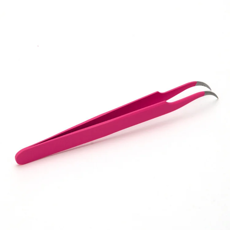 Hot Pink Color Tweezers / Wholesale Eyelash Volume Tweezers / Eyelash