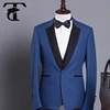 2016 latest office uniform designs 2 piece royal blue mens tuxedo two tone business suit for men
