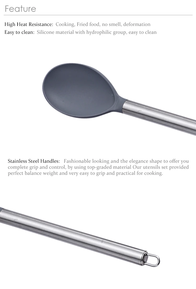 6-Piece Nonstick Kitchen Cooking Tools Set, Silicone Kitchenware With Stainless Steel Handle