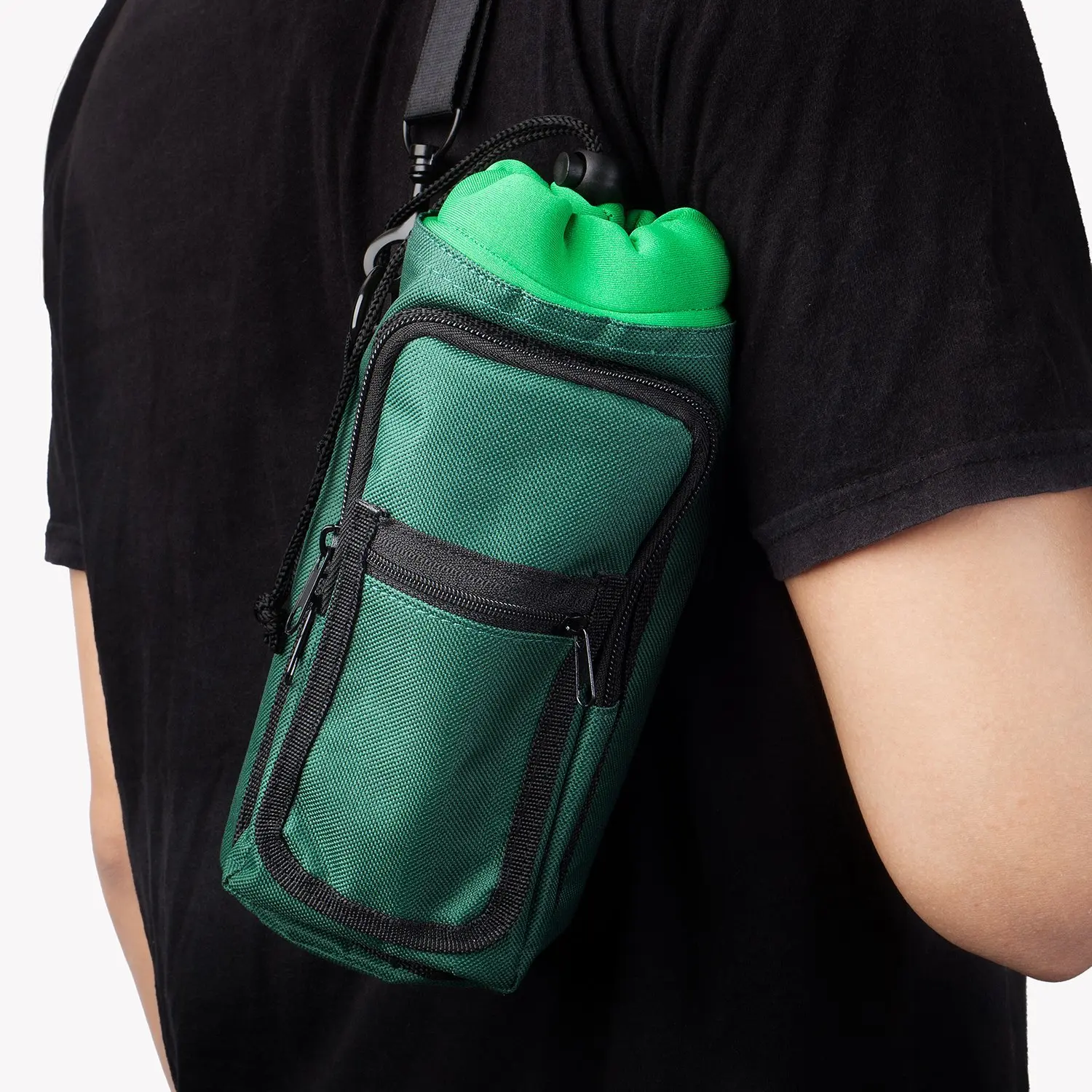 Insulated Neoprene Drawstring Water Bottle Carry Bag For Hiking Camping