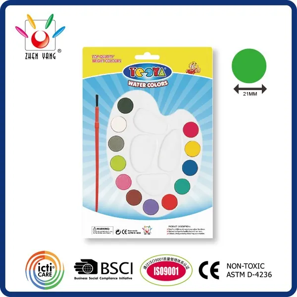 12 Color 21mm Water Color Set In Blister Pack