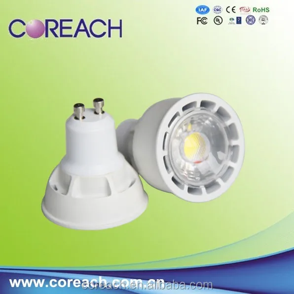 5500k-6500k Color Temperature(CCT) and LED gu10/mr16 cob 5w Light Source COB GU10 LED spot light Coreach