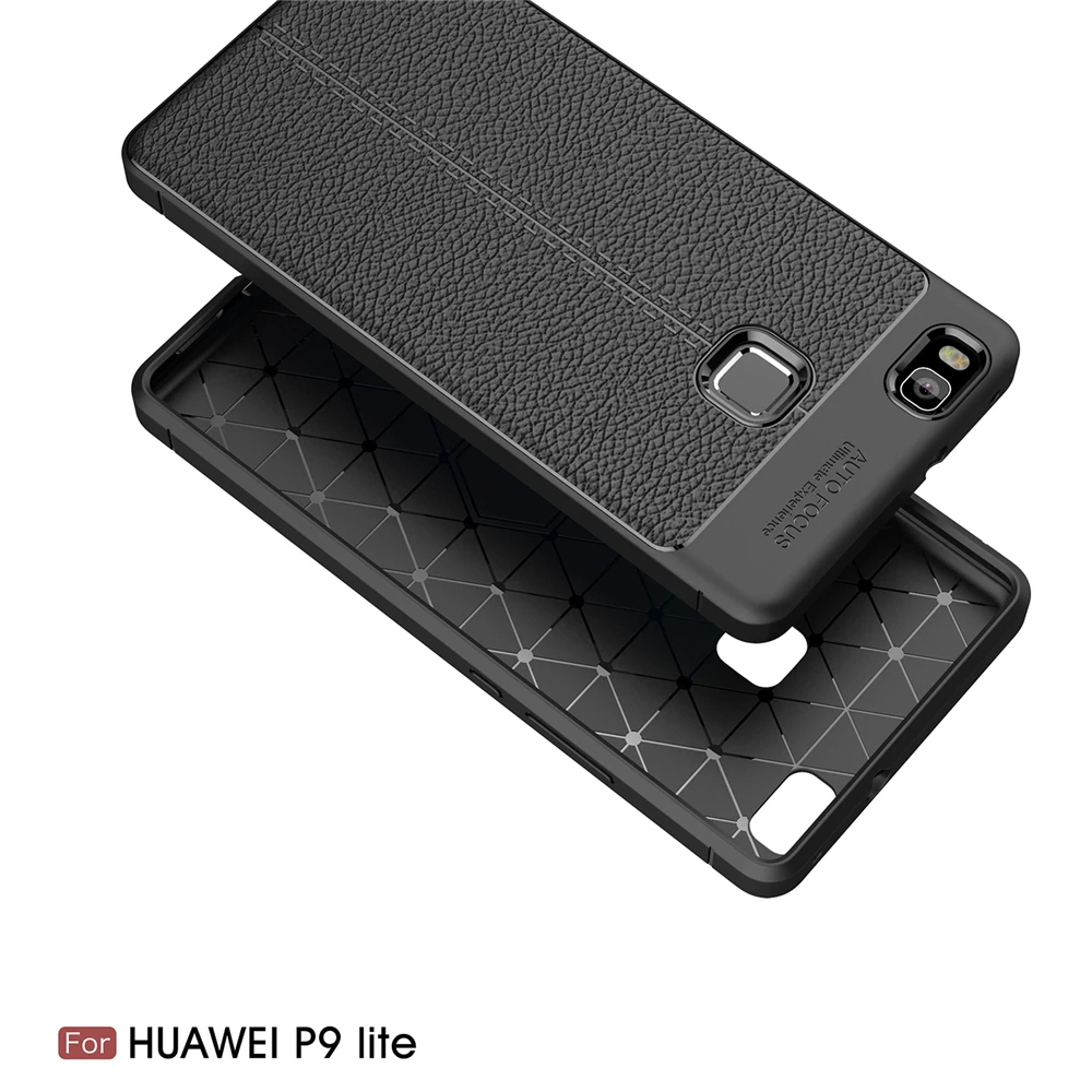 2017 New Design Carbon Fiber Lichee Pattern For Huawei P9 Lite Soft TPU Case For Huawei P9 Lite