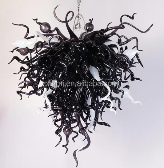 black blown glass chandelier