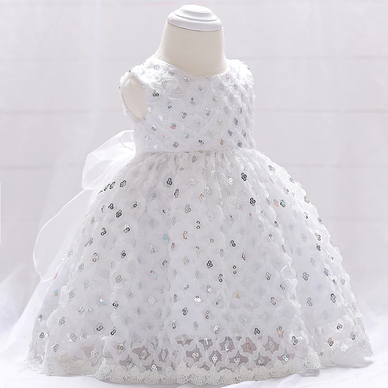 Latest Party Wear Children Party Dress Sale Little Girls White Color