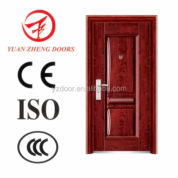 Wooden Color Steel Security Designs Metallic Paint Steel Door In