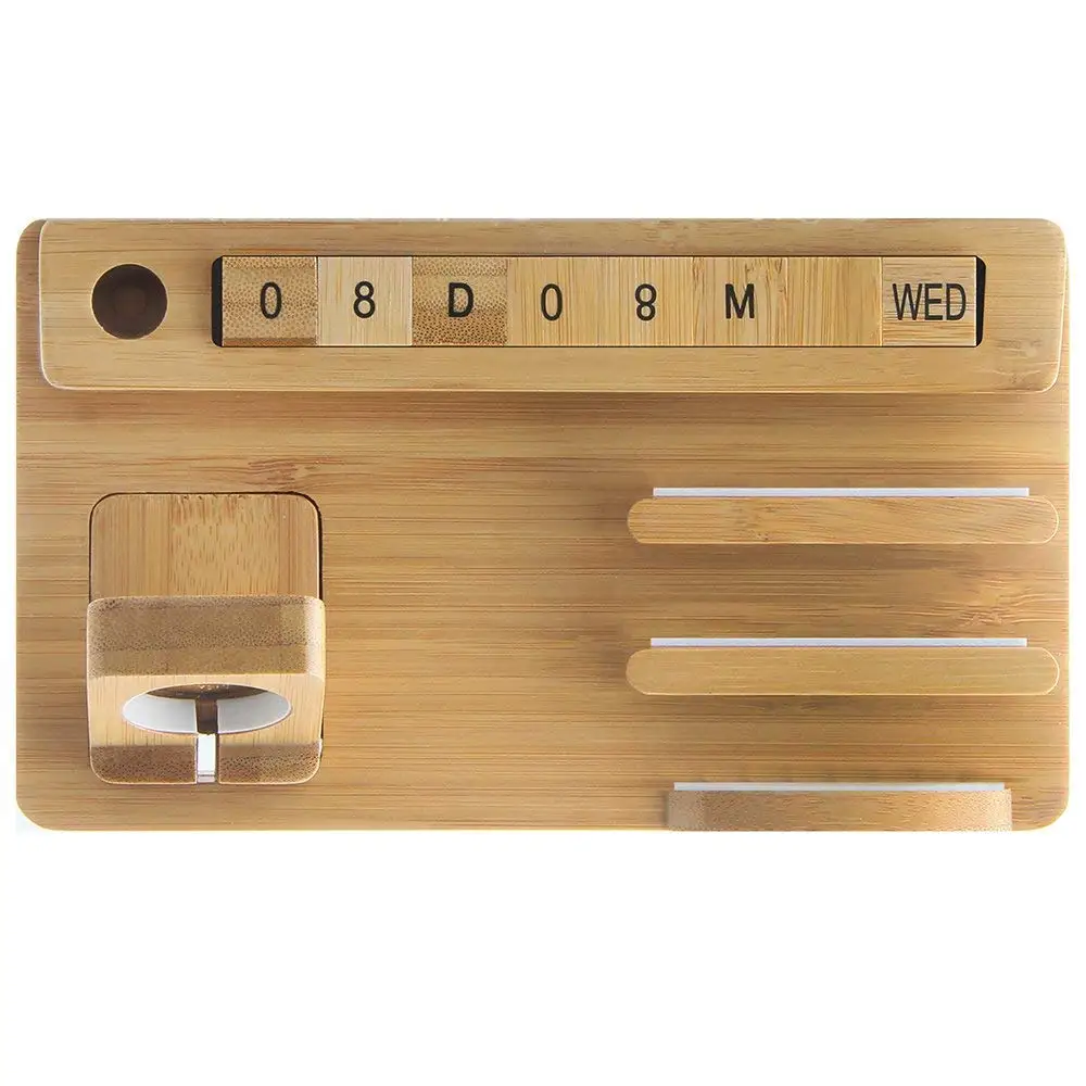Phone Stand and Tablet Calendar - Bamboo Wooden Desktop Stand Holder for All Smartphone, Tablets, iPad, iPhone