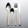 Stainless steel crystal diamond design flatware gold plated fork spoon cutlery set