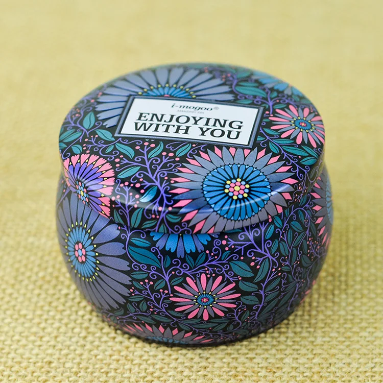 Custom High Quality Personalized Printed Colored Round Candle Tin Jar