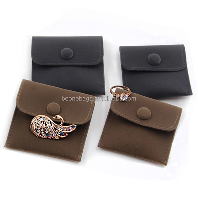 Small Microfiber Jewelry Pouch Jewelry Gift Bag Package With Snap